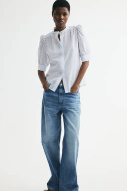 H&M - Women Blue Puff-Sleeved Blouse