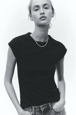 H&M - Women Black Raglan-Sleeved T-Shirt