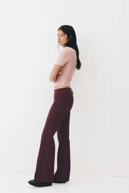 H&M - Women Maroon Flared Tailored Trouser