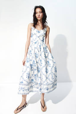 H&M - Women White Flared-Skirt Strappy Dress