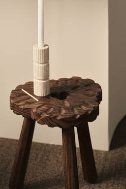 H&M - Beige Tall Marble Candlestick