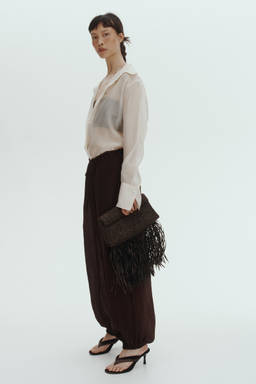 H&M - Women Brown Balloon Drawstring Trouser