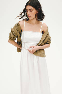 H&M - Women White Tie-strap cotton dress