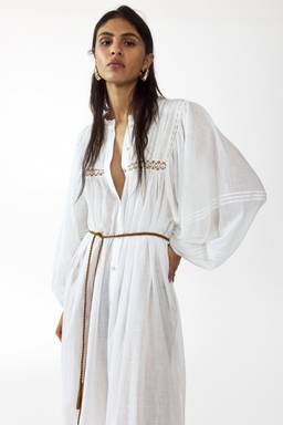 H&M - Women White Oversized Tie-Belt Tunic Dress