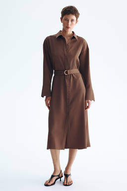 H&M - Women Brown Belted shirt dress