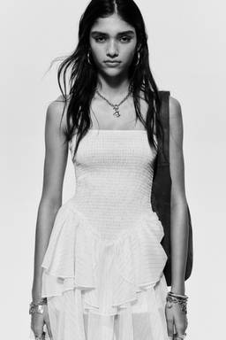 H&M - Women White Smocked Strappy Dress