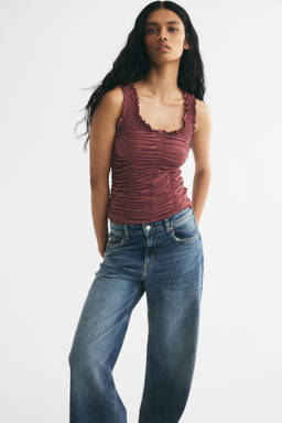 H&M - Women Red Ruched Crape Top