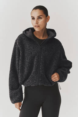 H&M MOVE - Women Grey Loose Fit Hooded Teddy Sports Jacket