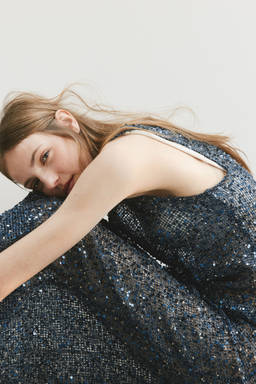 H&M - Women Turquoise Sequined Net Dress
