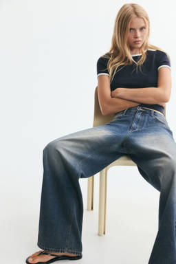 H&M - Women Blue Barrel Regular Waist Jeans