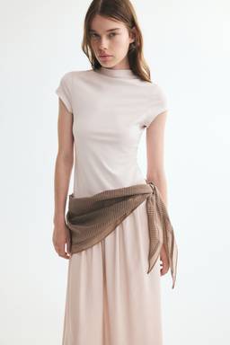 H&M - Women Pink Asymmetric Dual-Fabric Dress