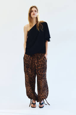 H&M - Women Brown Tie-Detail Balloon Trousers