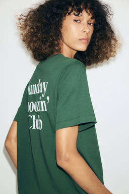 H&M - Women Green Cotton T-Shirt