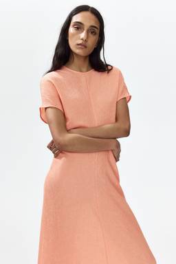 H&M - Women Orange Textured jersey dress