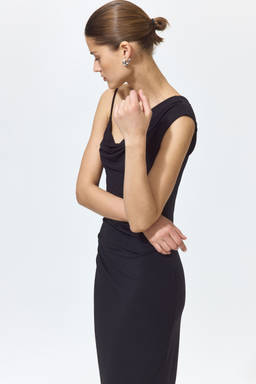 H&M - Women Black Asymmetric jersey dress