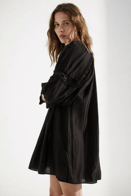 H&M - Women Black Lace-Inset Tunic Dress