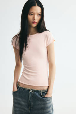 H&M - Women Pink Cap-Sleeved Fine-Knit Top