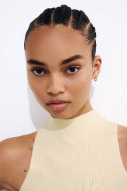 H&M - Women Yellow Rib-Knit Turtleneck Top