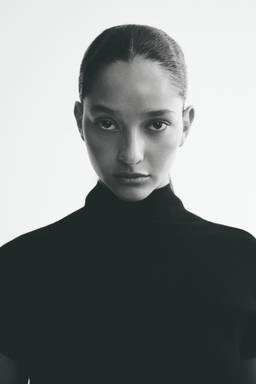 H&M - Women Black Fine-Knit Turtleneck Top
