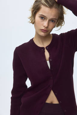 H&M - Women Red Textured-Knit Cardigan