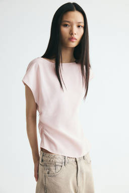 H&M - Women Pink Ruched Viscose-Blend Top