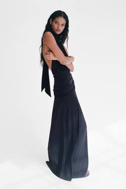 H&M - Women Black Draped Halter Neck Dress