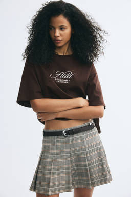 H&M - Women Brown Oversized Printed T-Shirt