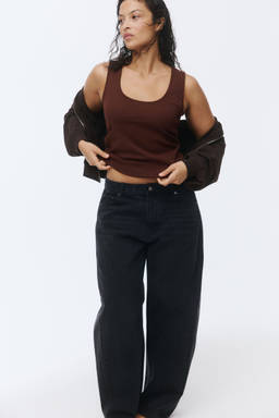 H&M - Women Brown Cotton Vest Top