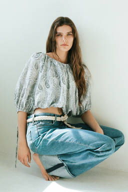 H&M - Women Blue Oversized Tie-Detail Blouse