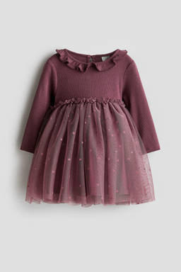 H&M - Girls Multi-Color Tulle-Skirt Cotton Dress