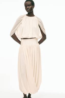 H&M - Women Beige Draped chiffon skirt
