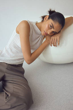 H&M - Women White Crinkled Asymmetric Top