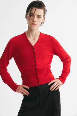 H&M - Women Red Fine-knit cardigan