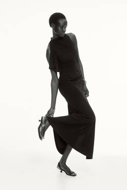 H&M - Women Black Asymmetric Ponte Di Roma Dress