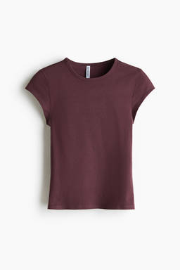 H&M - Women Red Cap-Sleeved Cotton T-Shirt