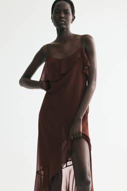 H&M - Women Brown Flounced Strappy Dress