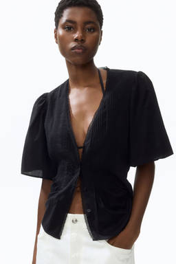 H&M - Women Black Pintucked Blouse