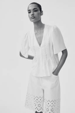 H&M - Women White Pintucked Blouse