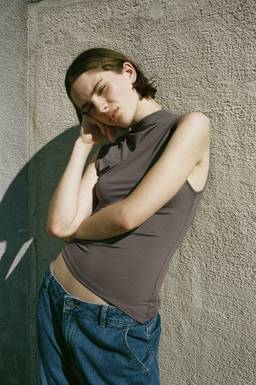 H&M - Women Beige Draped Asymmetric Top