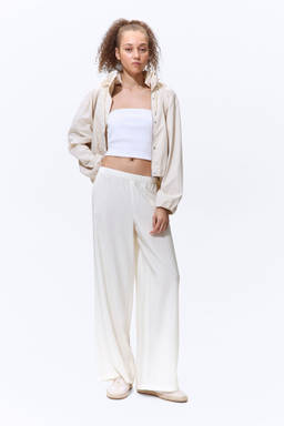 H&M - Women White Viscose-Blend Pull-On Trousers