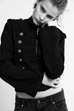 H&M - Women Black Button-Detail Cotton Twill Jacket