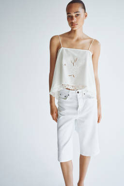 H&M - Women White Lace-Trimmed Wrap Top