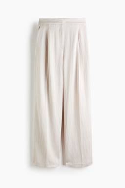 H&M - Women White Crinkled Tailored Trousers