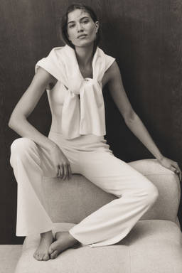 H&M - Women White Fine-Knit Trousers