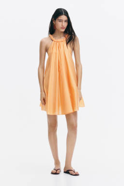 H&M - Women Orange Braid-Detail Mini Dress