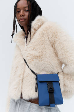 H&M - Women White Fluffy Funnel-Collar Jacket