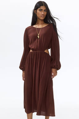 H&M - Women Brown Cut-Out Viscose Dress
