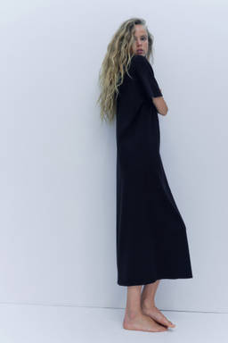 H&M - Women Black Fine-Knit T-Shirt Dress