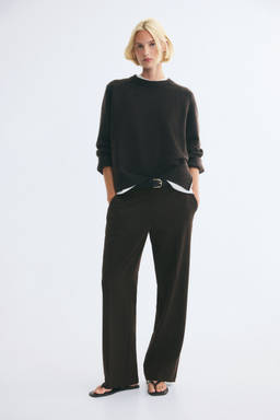 H&M - Women Brown Tailored Twill Trousers