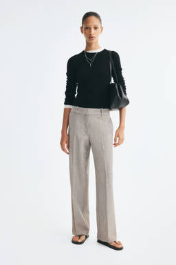 H&M - Women Beige Tailored Twill Trousers
